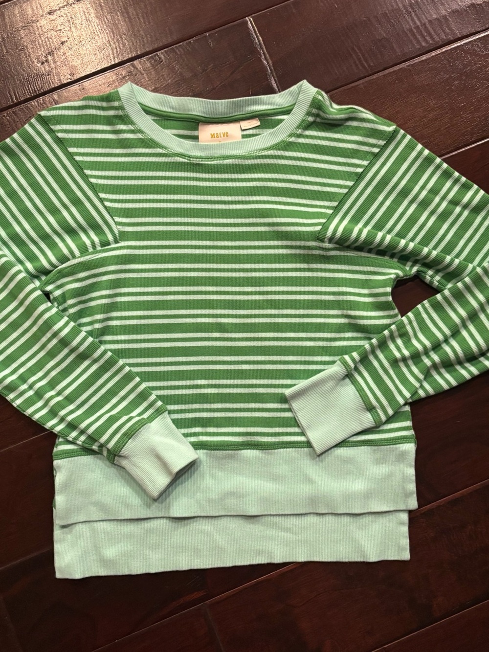 Anthropologie Maeve Mint and Kelly green Striped knit long sleeve - Size Small